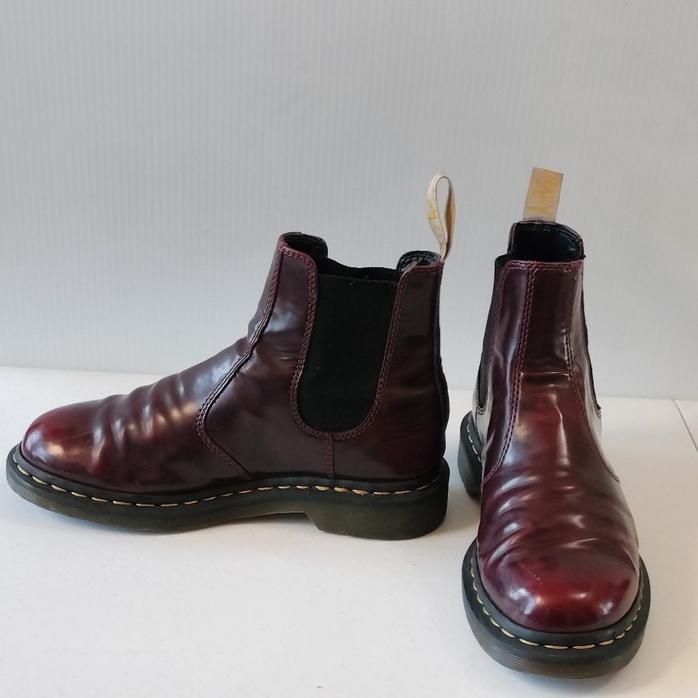 Dr. Martens Women's Cherry Red VEGAN Leather Chelsea Boots - Picture 4 of 11